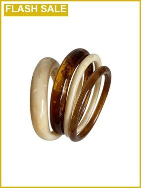 4Pc Chunky Acrylic Resin Bangle Set Irregular Geometric Statement Bracelets for